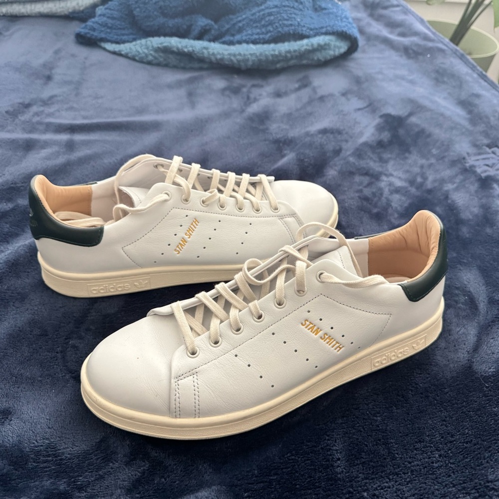 Adidas Men's Stan Smith LUX Sneakers White with Dark Green Accents